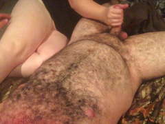 Handjob and toe sucking